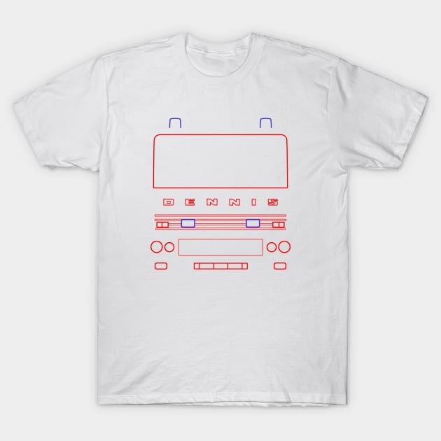 Classic Dennis fire engine outline graphic (red) T-Shirt by soitwouldseem